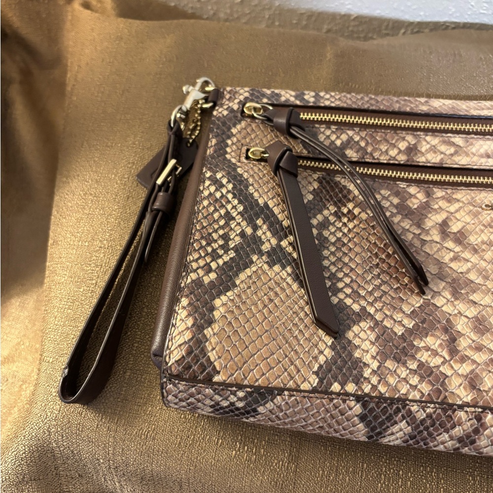 Coach Snake Print Clutch with Zipper Accents - Picture 14 of 16